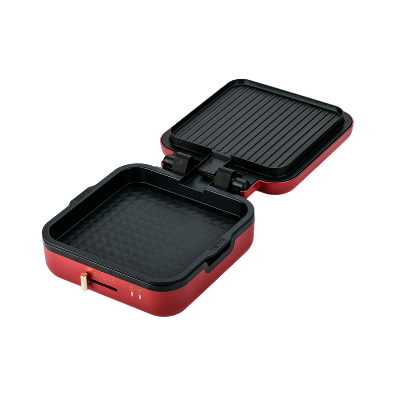 BJX-S017 24x24cm Grillpfanne mit Grill (Temperaturregelung + Holzmaserungsgriff)