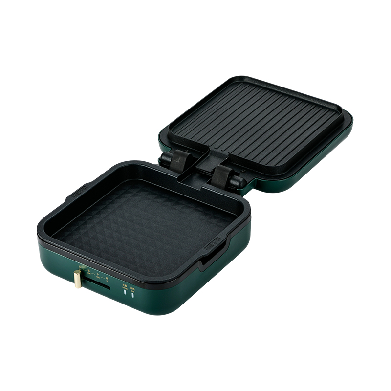 BJX-S017 24x24cm Grillpfanne mit Grill (Temperaturregelung + Holzmaserungsgriff)