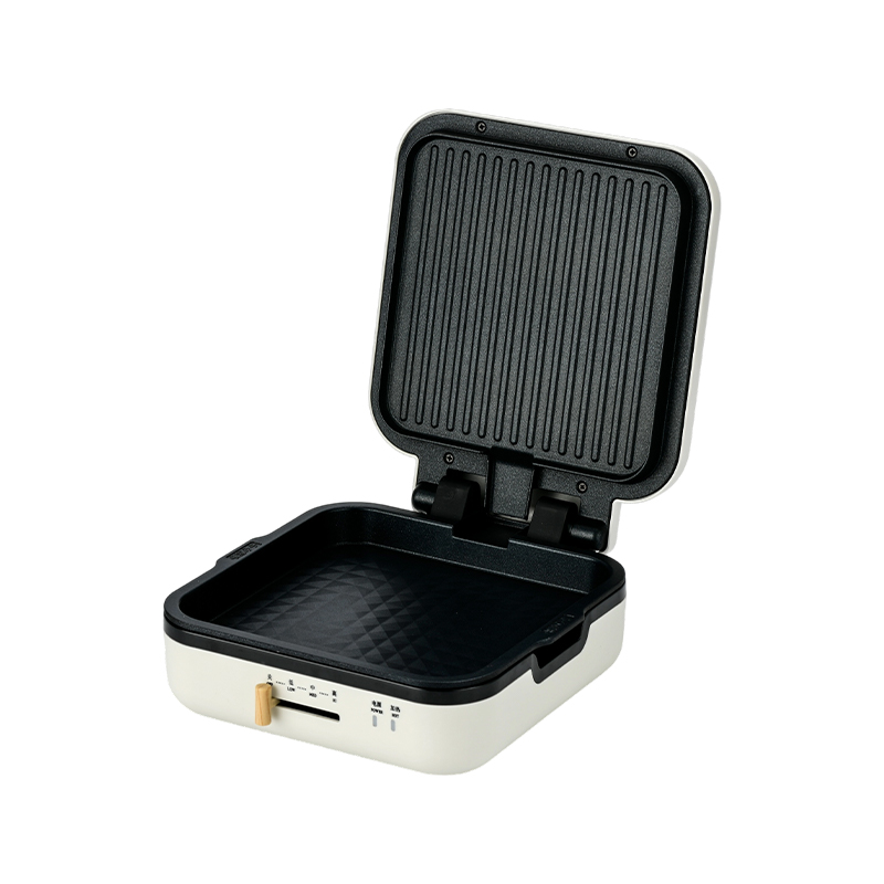 BJX-S017 24x24cm Grillpfanne mit Grill (Temperaturregelung + Holzmaserungsgriff)