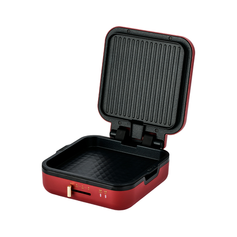 BJX-S017 24x24cm Grillpfanne mit Grill (Temperaturregelung + Holzmaserungsgriff)