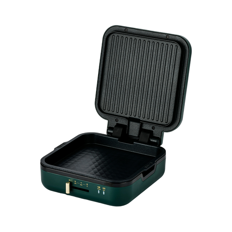 BJX-S017 24x24cm Grillpfanne mit Grill (Temperaturregelung + Holzmaserungsgriff)